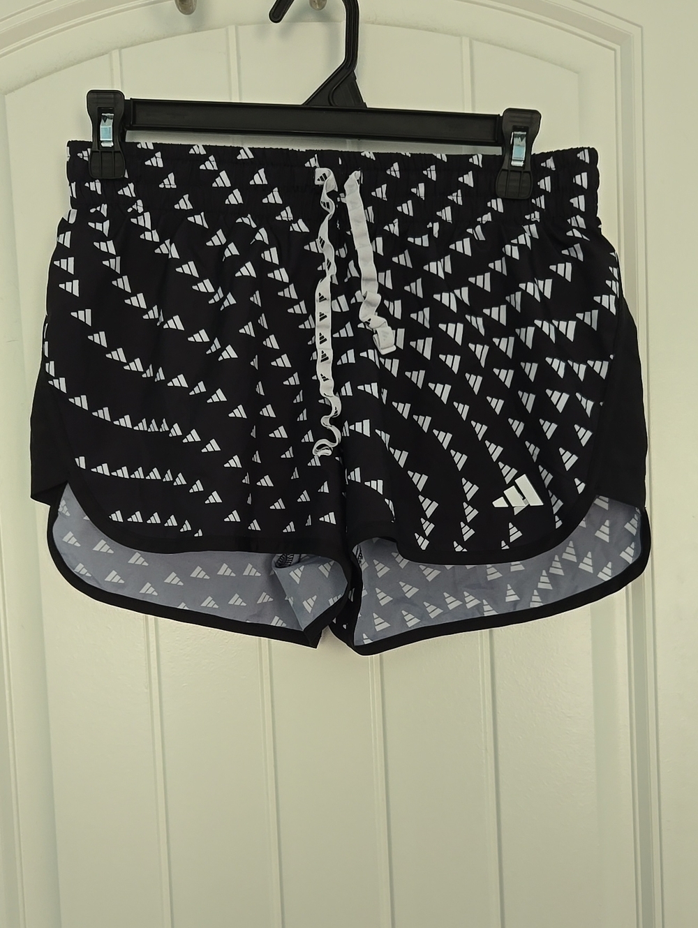 adidas Black & White Geometric Athletic Shorts